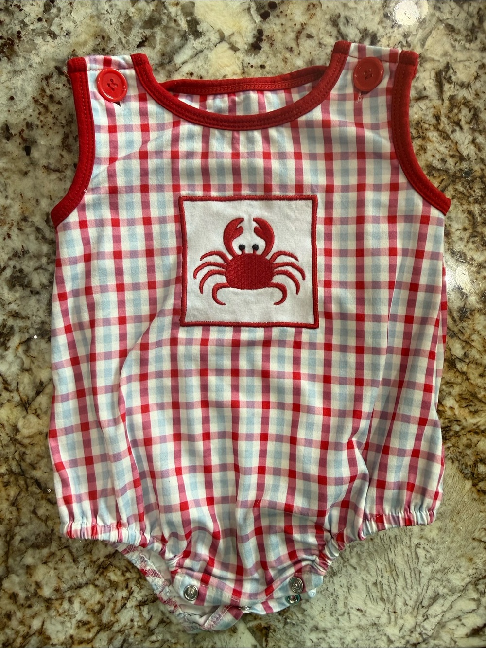 Red Crab Plaid Baby Romper - Kids Accessories